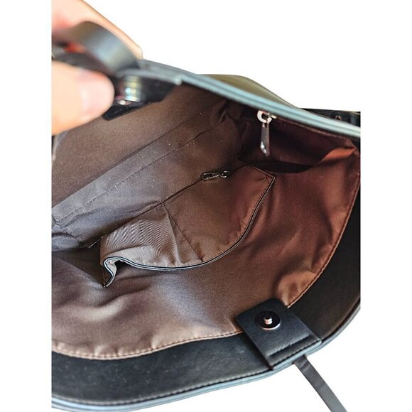 Westbronco Black Faux Leather Bucket Bag With Adjustable Strap & Metallic Accent - Picture 10 of 14